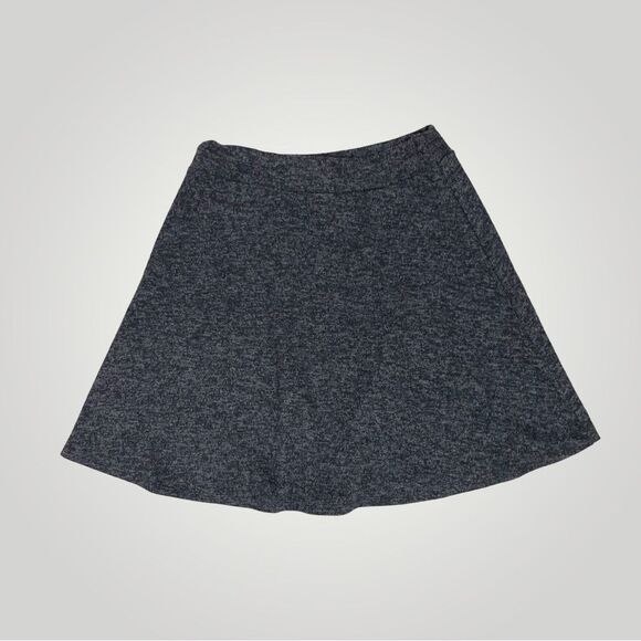 Flippy Knitted Pull-on Mini Skirt Dark Marbleized Heather Gray Made in Italy - Picture 2 of 4